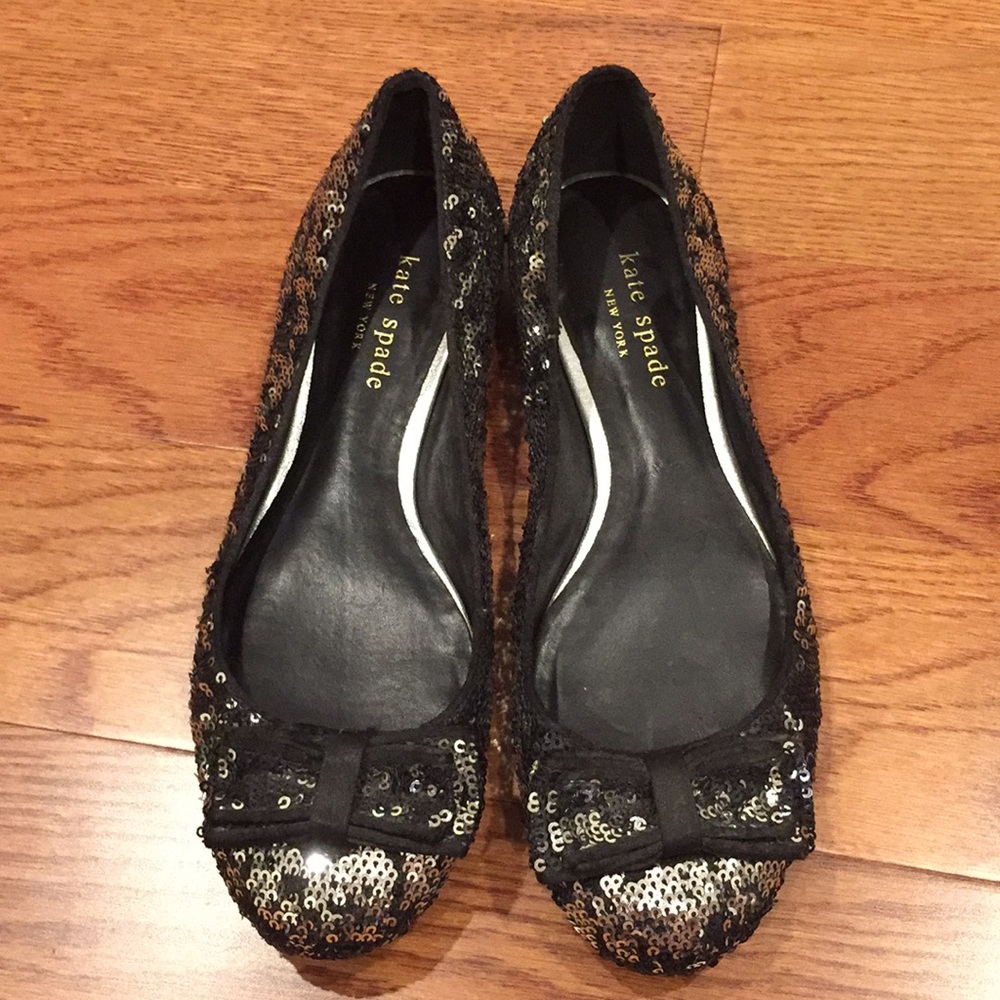 Authentic Kate Spade Sequin  Bow Flats size 6M